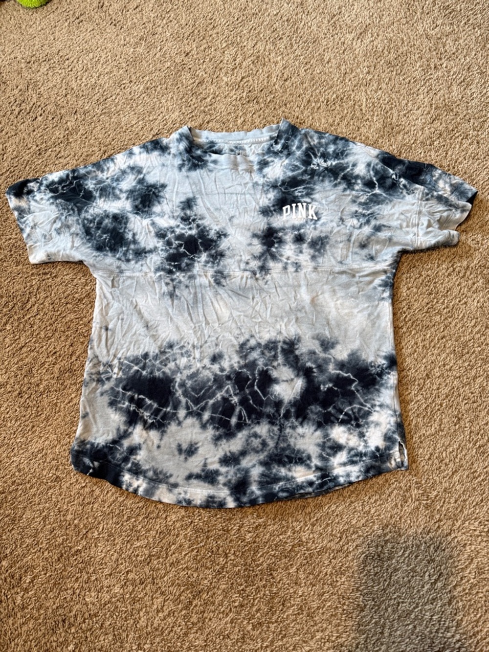 PINK Victoria's Secret Black & White Tie-Dye Short Sleeve Tee